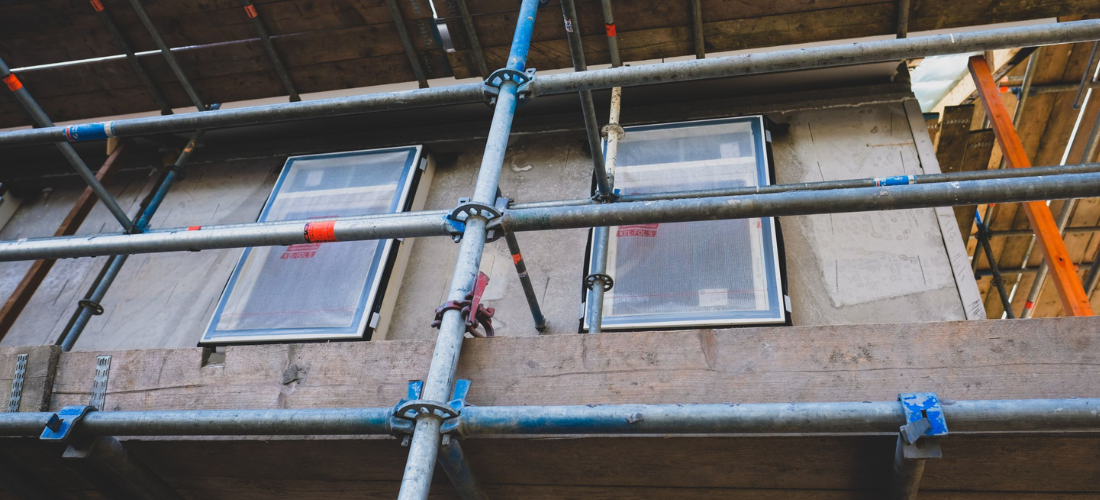 A property under development with scaffolding up