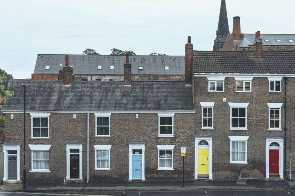 Terraced houses in a row in Scotland, UK