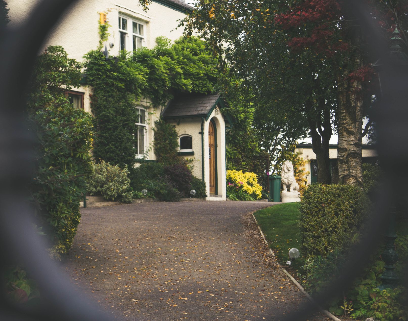 A beautiful old house with ivy around the front door