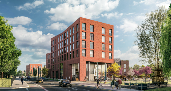 A rendering of the Collyhurst Village regeneration project in Manchester, UK